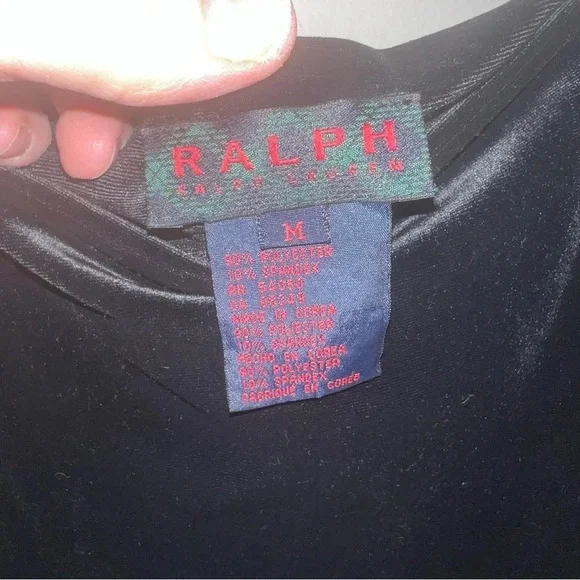 Ralph Lauren Black Velvet Sleeveless Y2K Night Out Prom Wedding Midi Dress M - Picture 2 of 9